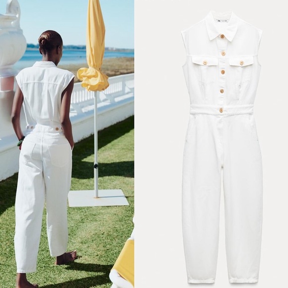 Zara Pants - Zara NWT sleeveless balloon leg jumpsuit white 8119/326